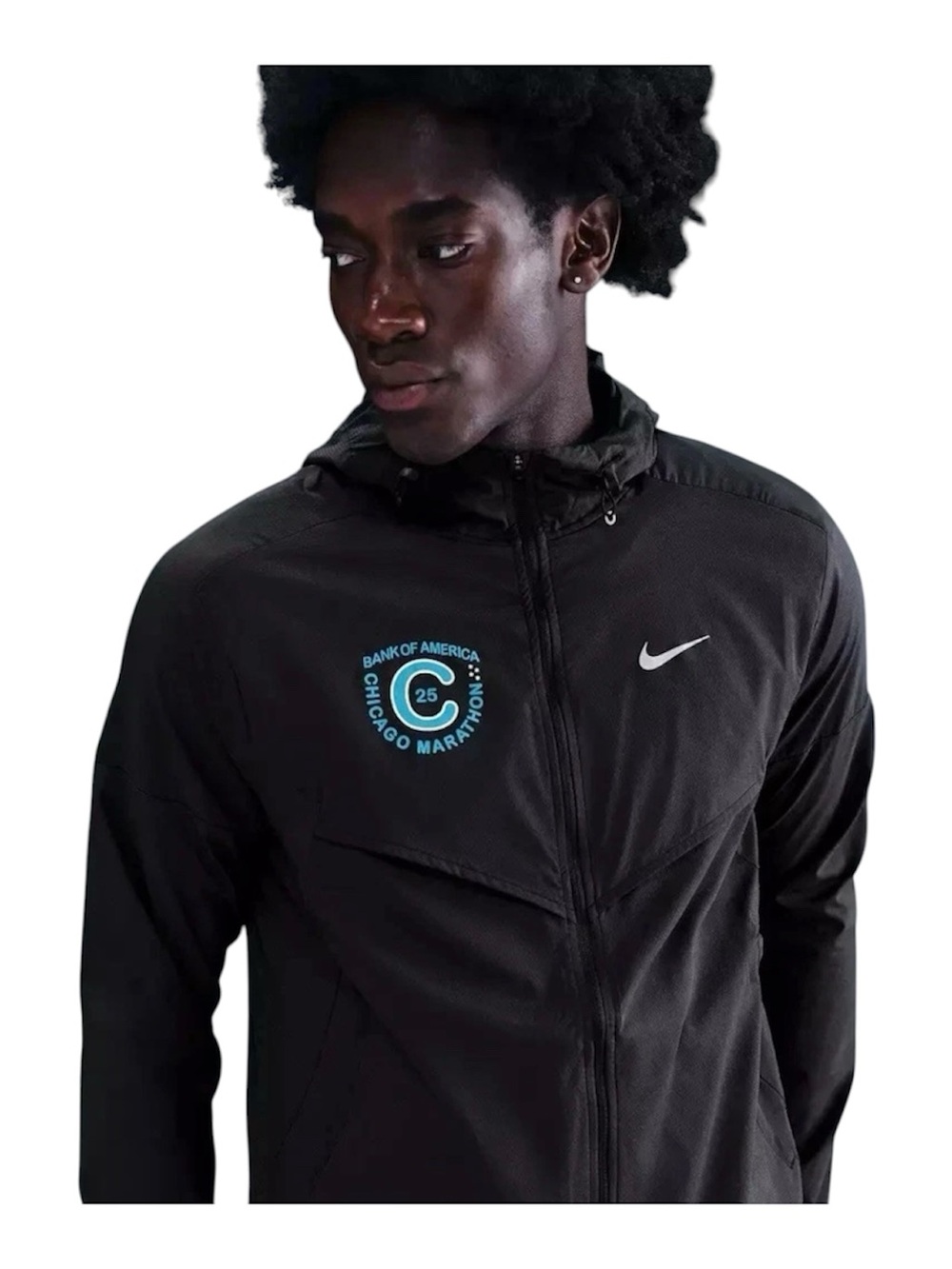 Nike Repel Chicago Marathon 25 Running Jacket Packable Black HQ4267-010 Men Size